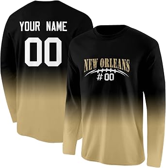 Custom Football Long Sleeve Shirt Tshirt Personalized Gradient Long Sleeve T-Shirt Gift for Football Fans S-5XL
