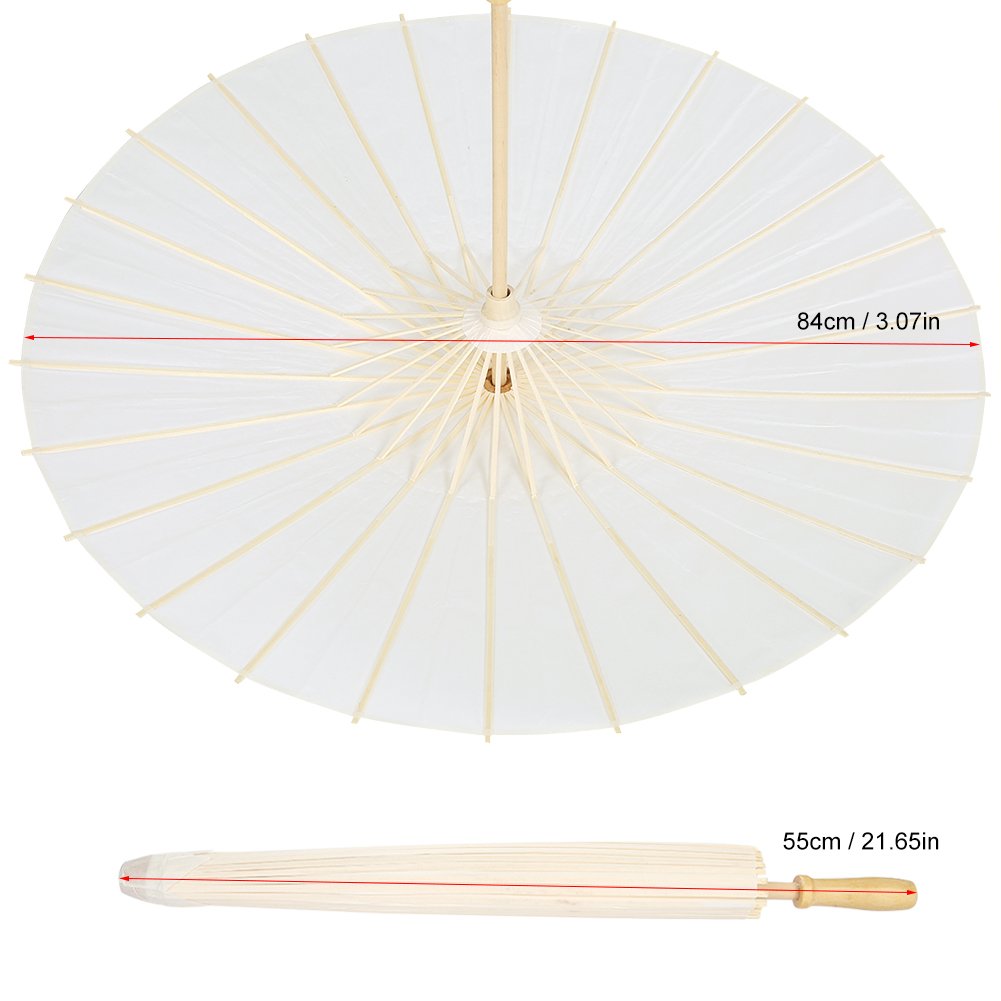 Atyhao Parasol de Papel Blanco, Paraguas Decorativo Chino/japonés, Pintura Blanca DIY, Paraguas Decorativo, decoración de Fiesta Nupcial de Boda
