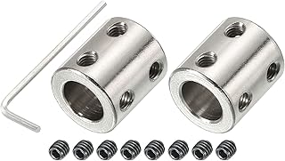 PATIKIL Shaft Coupler Connector L22 x D20 12mm to 12mm Bore Rigid Coupling Stainless Steel Shaft Joint w Screw,Wrench for 3D Printers Silver 2Pack
