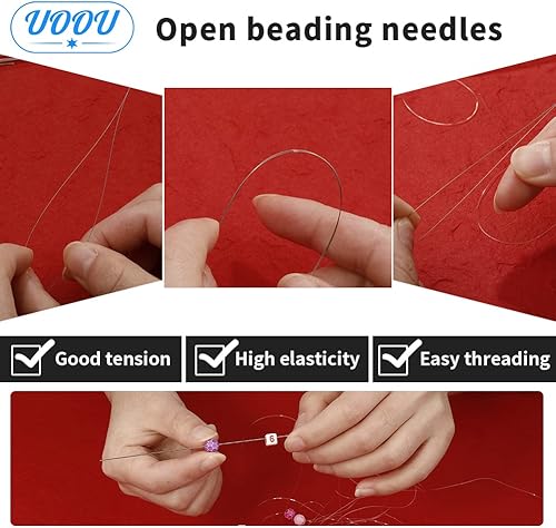 Miniatura 5 de El juego de agujas de cuentas incluye 60 agujas de hilo largas y rectas + 10 agujas de cuentas de ojo grande, agujas de bordado con caja de agujas,