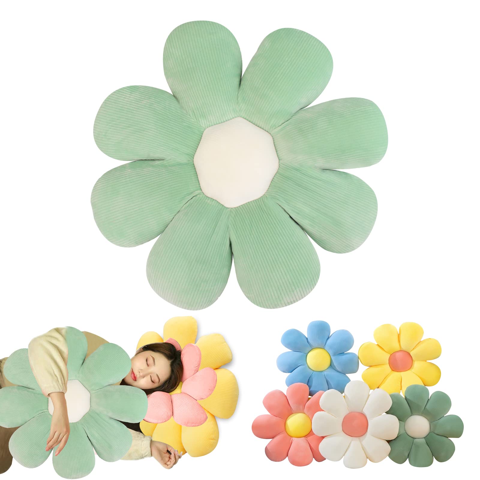 Flower Pillow Flower Floor Pillow Flower Shaped Pillow Flower Decorative Pillows Daisy Floor Pillow Flower Cushions - Green Small (Pack of 1)