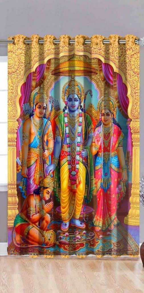 Buy VJK FAB Heavy Digital Printed Fabric Shri Ram Parivaar Design God