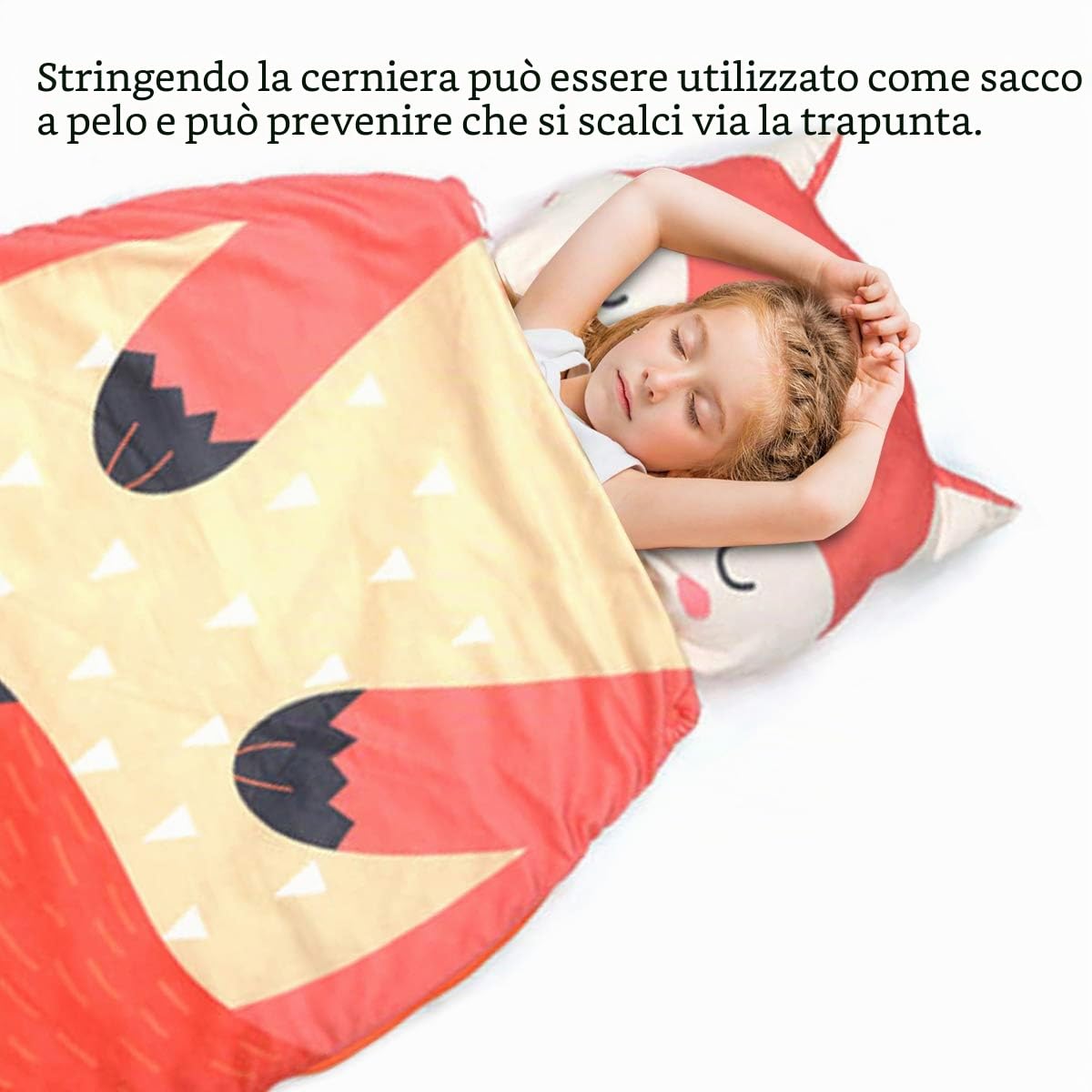 ele ELEOPTION Sacco a pelo per bambini 3 in 1, Volpe Rossa, 87 cm x 58 cm, Bambini, Unisex