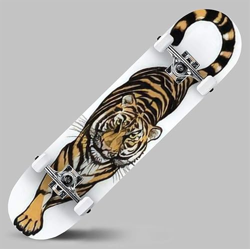 Miniatura 4 de Monopatín de ilustración de pintura digital de Big Cat 30.7 x 7.9in de doble deformación para deportes de calle al aire libre monopatín para