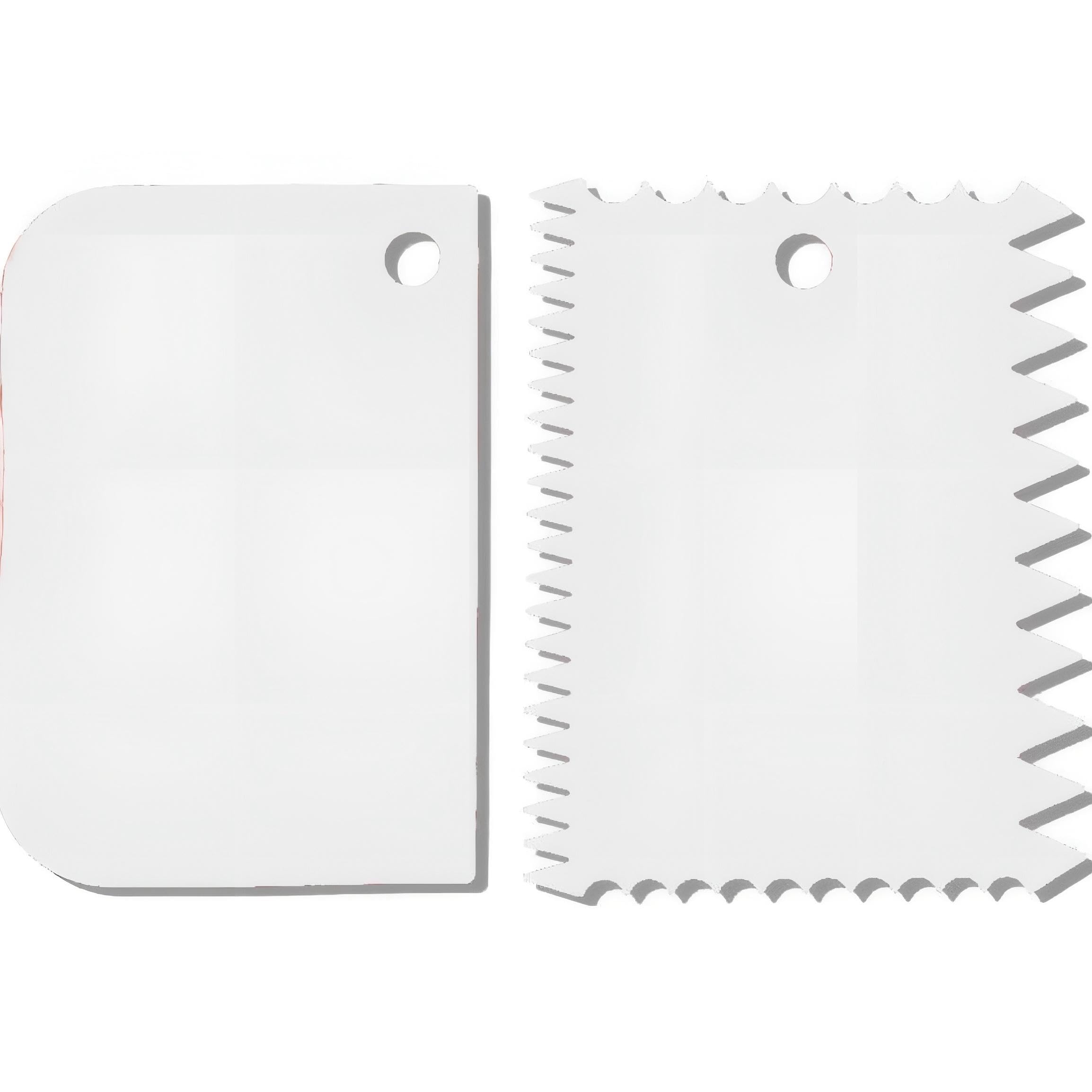 Brambleco White 2 Pcs Glue Spreaders – Plastic Adhesive Spreader Trowel Set – Reusable Notched Tile Adhesive Spreaders For Applying Glue, Putty, Epoxy & Flooring Projects (White)