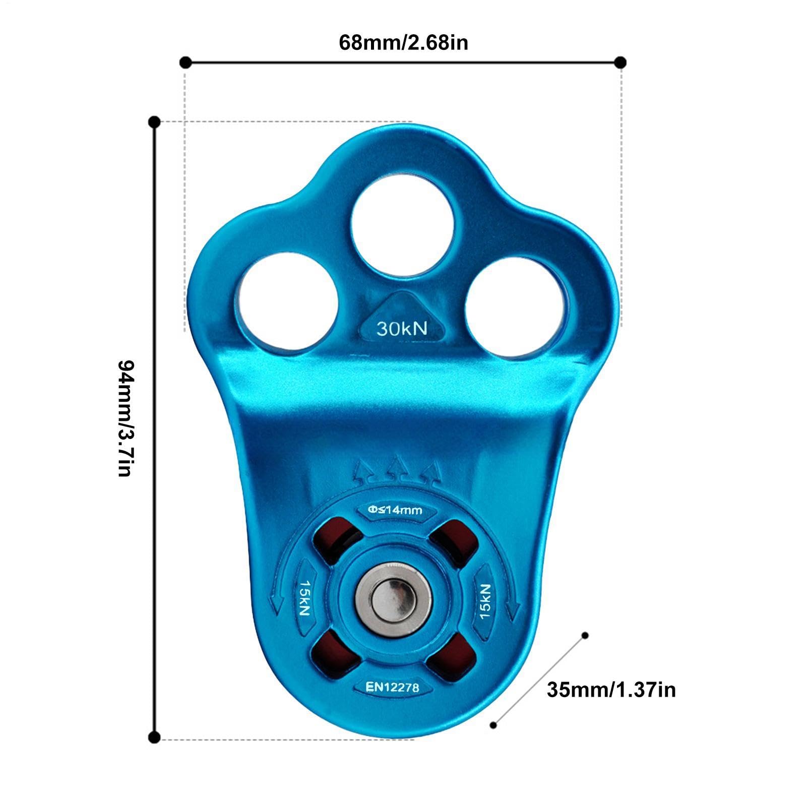 de polea de cuerda: engranaje ascendente de alta resistencia de 30 KN, herramienta para equipo de escalada, dispositivo de rueda de metal duradero, poleas de soporte de carga de alta resistenc