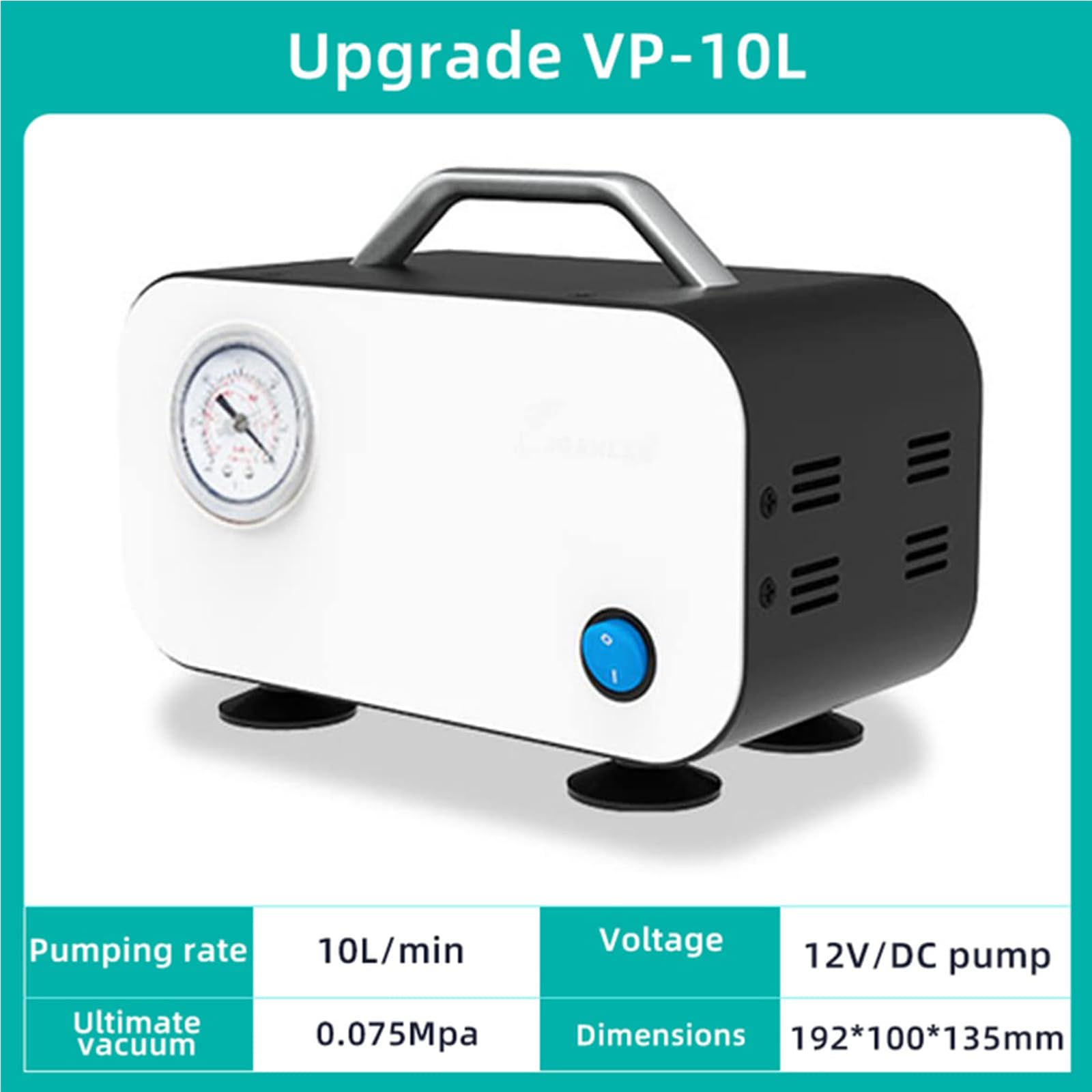 Bomba de vacío de Laboratorio con Membrana sin Aceite, Bombas de Filtro de Laboratorio portátiles, Velocidad de Bombeo rápida de 10L/15L/30L por Minuto (10L)