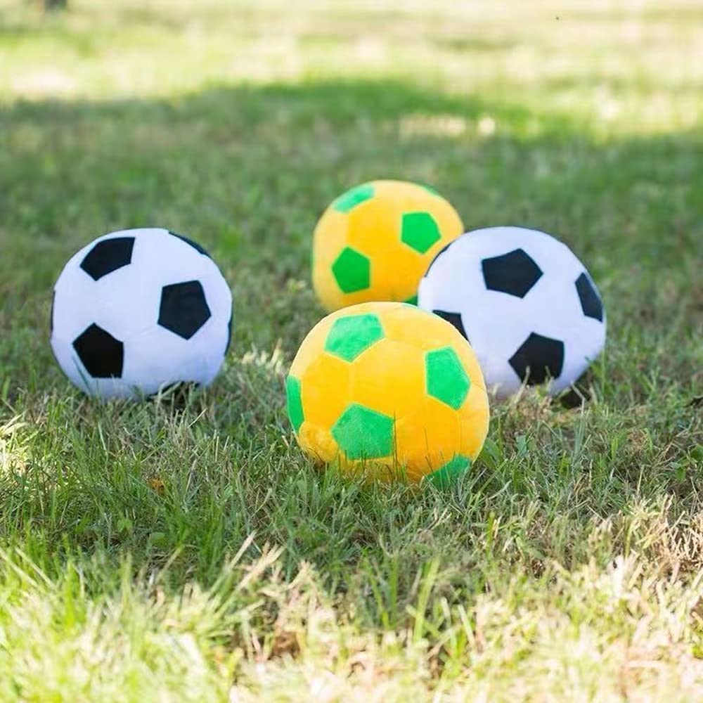 AOQI - Pallone da calcio in peluche, morbido e durevole, regalo per bambini e neonati (verde, giallo, 30 cm)