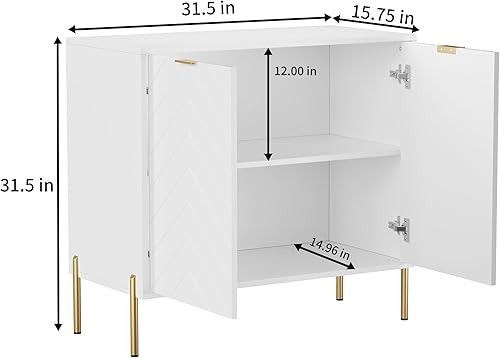 Miniatura 2 de Clihome Armario de almacenamiento con 2 puertas, gabinete Monden Accent de 32 pulgadas con estante ajustable, aparador independiente con patas