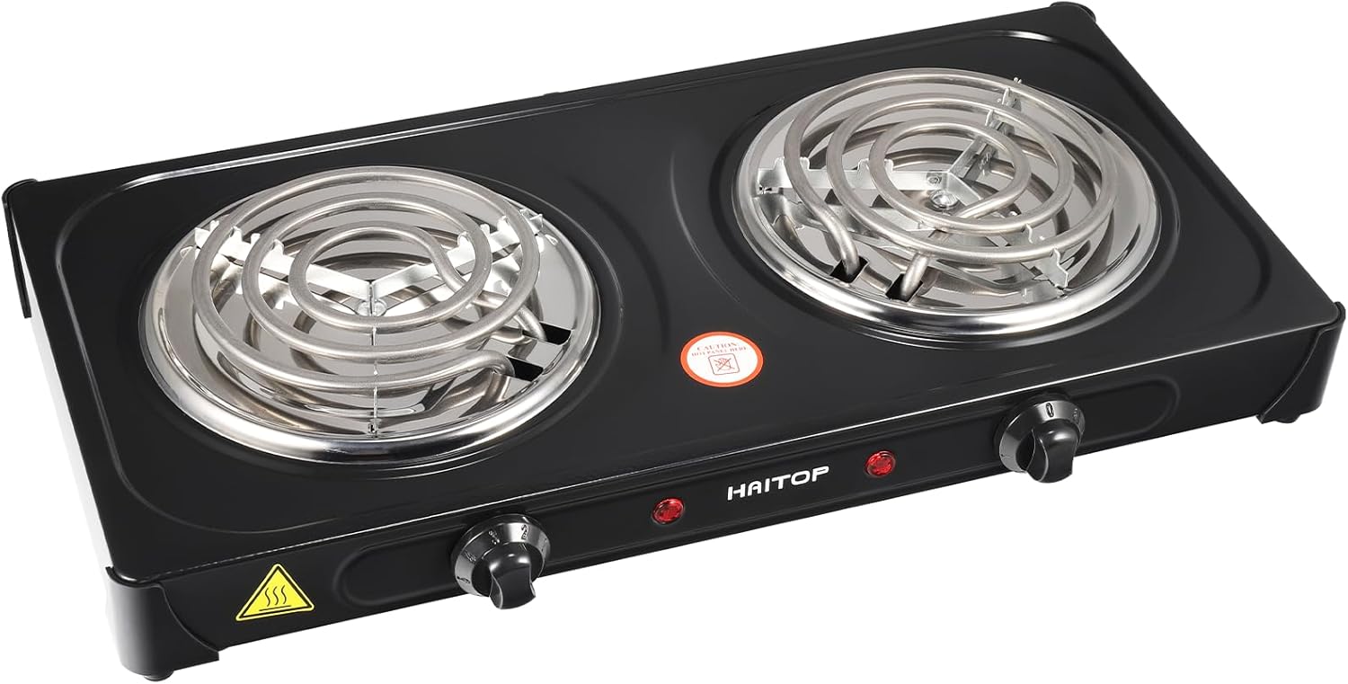 HAITOP Countertop Burner Electric Double Burners 2000 Watts
