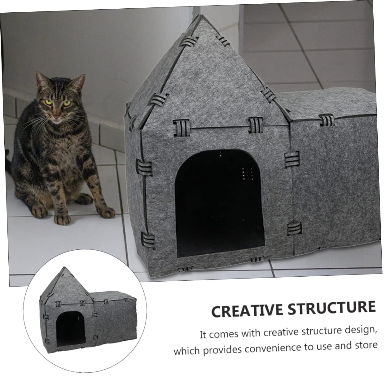 BESPORTBLE Casa para Gatos De Fieltro DIY Túnel para Mascotas Juguete Interactivo Casa Nido para Gatos DIY