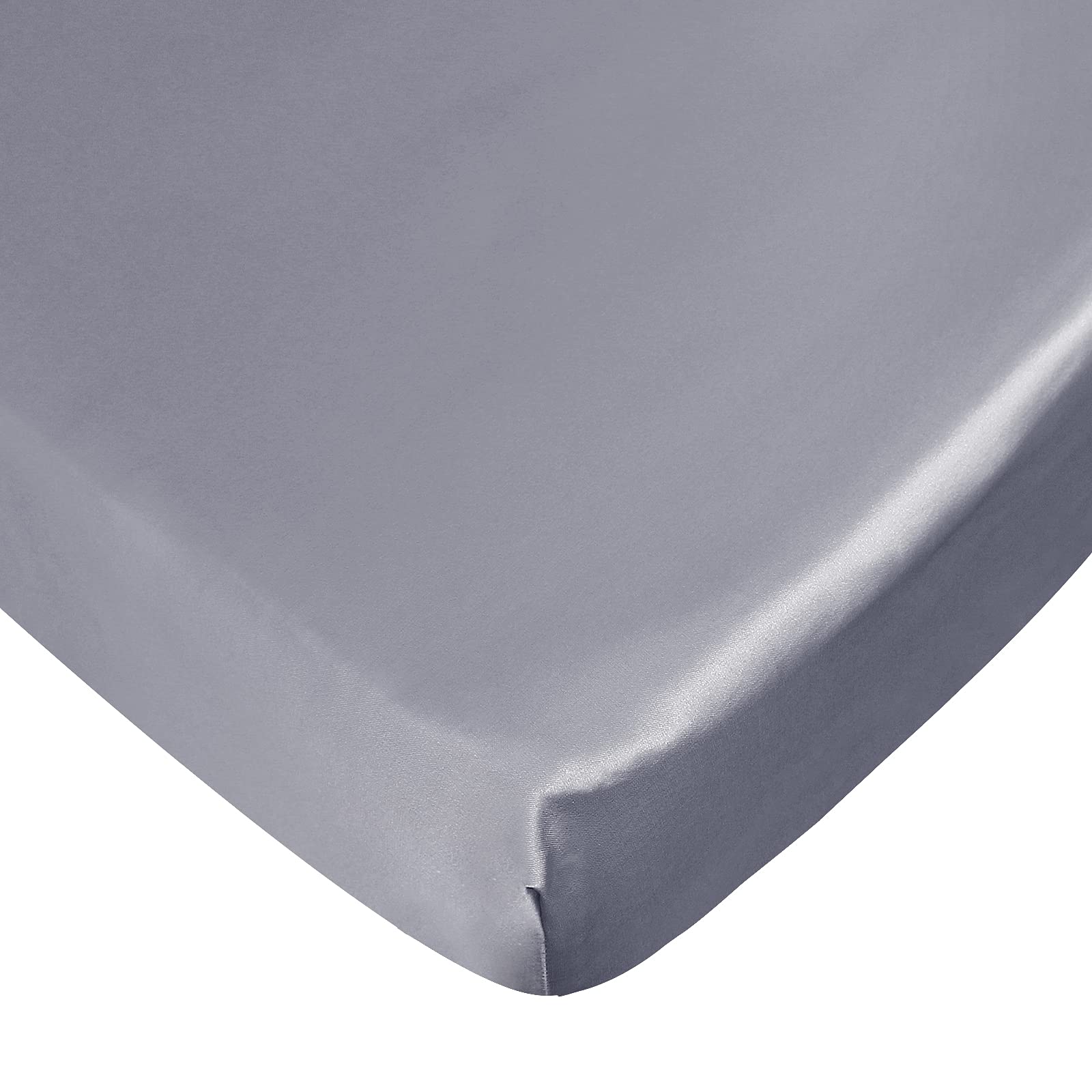 Satin Pack N Play Playard Sheet, Soft & Silky Mini Crib Mattress Sheet (39’’x27’’) for Boys and Girls, Great for Baby with Sensitive Hair and Skin, Best for Summer, Grey