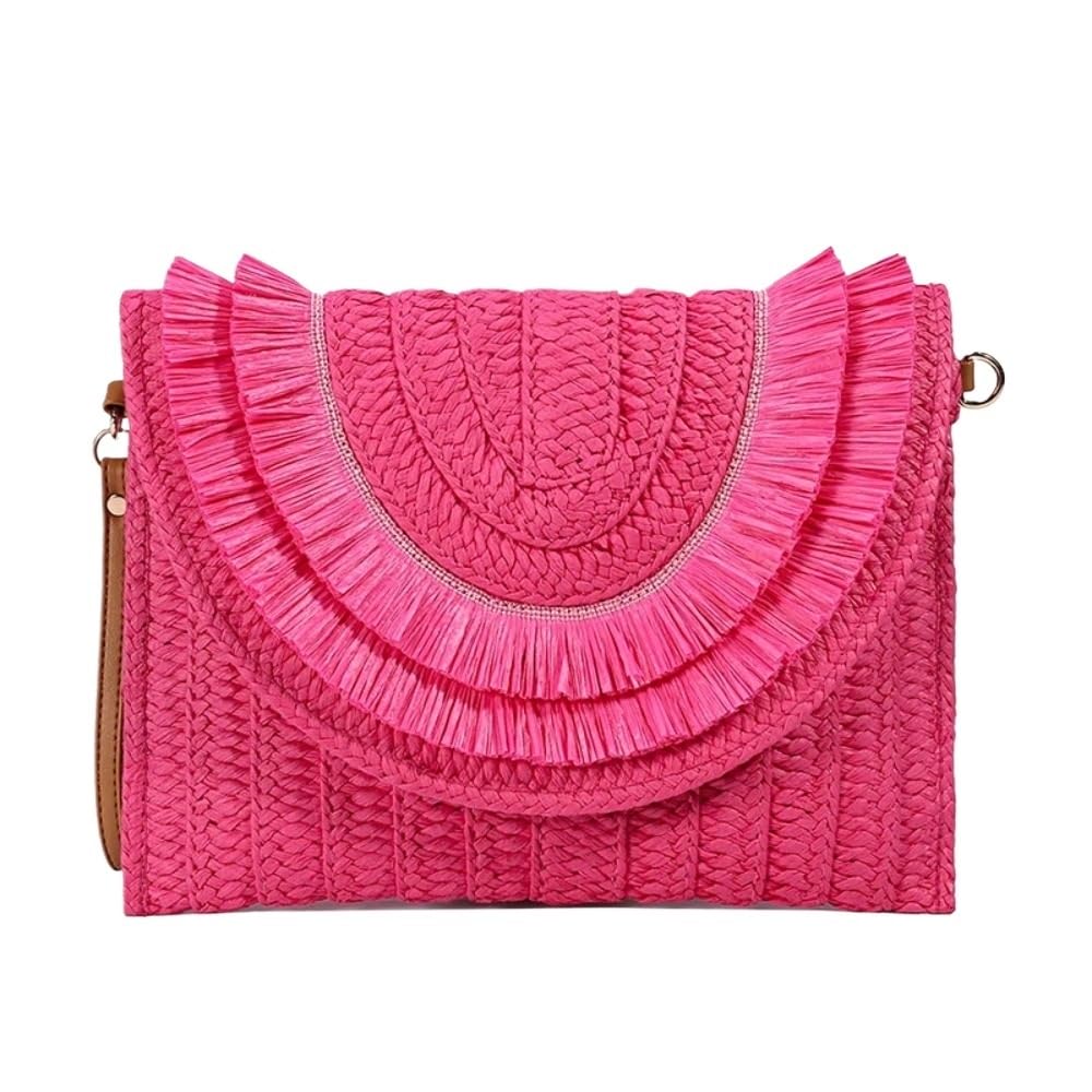 Strohtasche für Damen Damen Handgelenk Clutches Stroh Weaven Taschen Sommer Frauen Schulter Umhängetaschen handgemachte Handtaschen Geldbörse Strandtasche