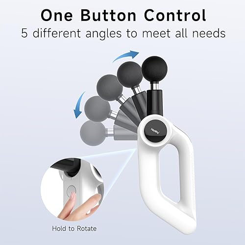 Miniatura 5 de Pistola de masaje con calor  Masajeador de percusión de tejido profundo para aliviar el dolor, 0.472 in de amplitud, 5 velocidades y 8 accesorios,