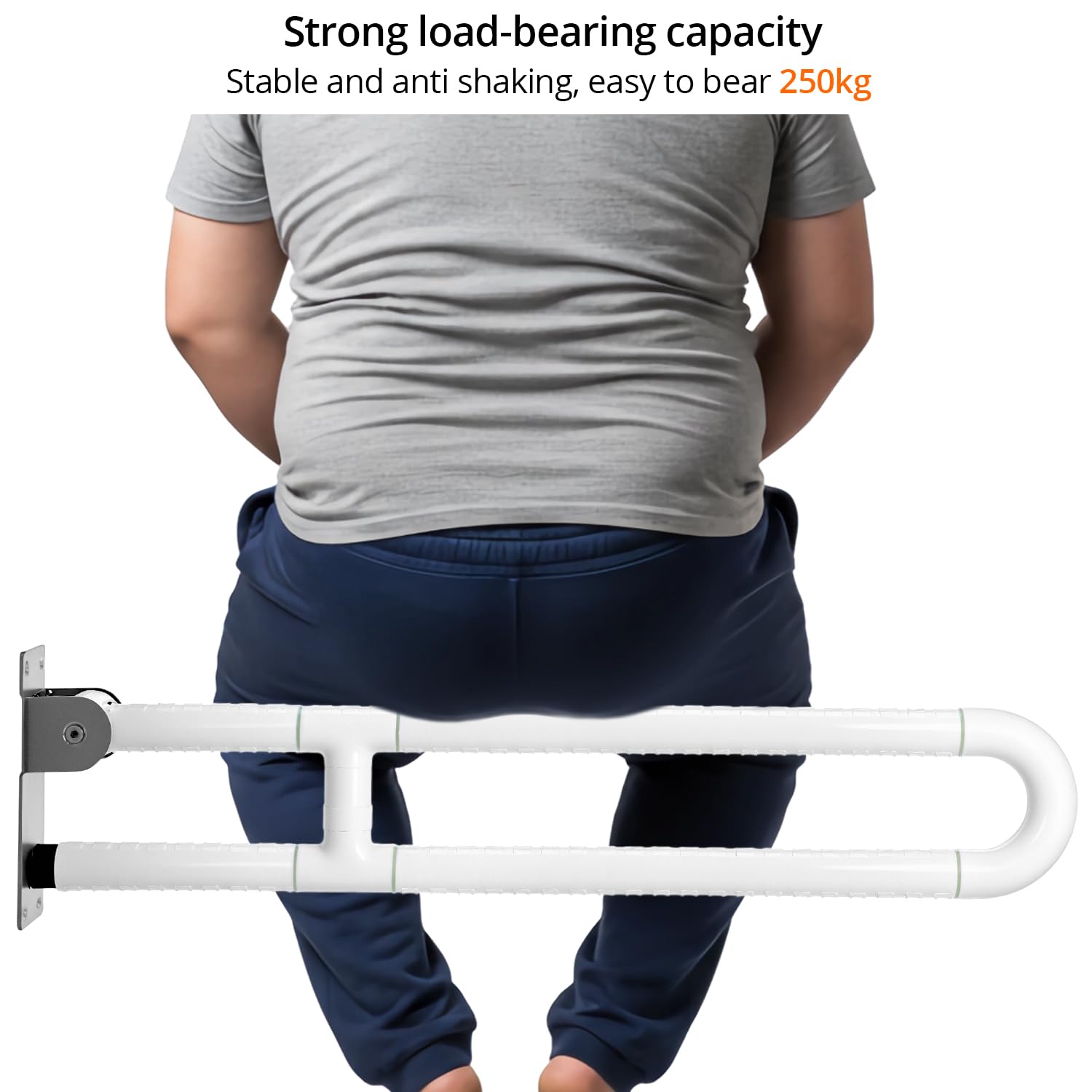 QWORK® Wandstützgriff, Klappbar, 75cm, Edelstahl,Tragfähigkeit 250 kg