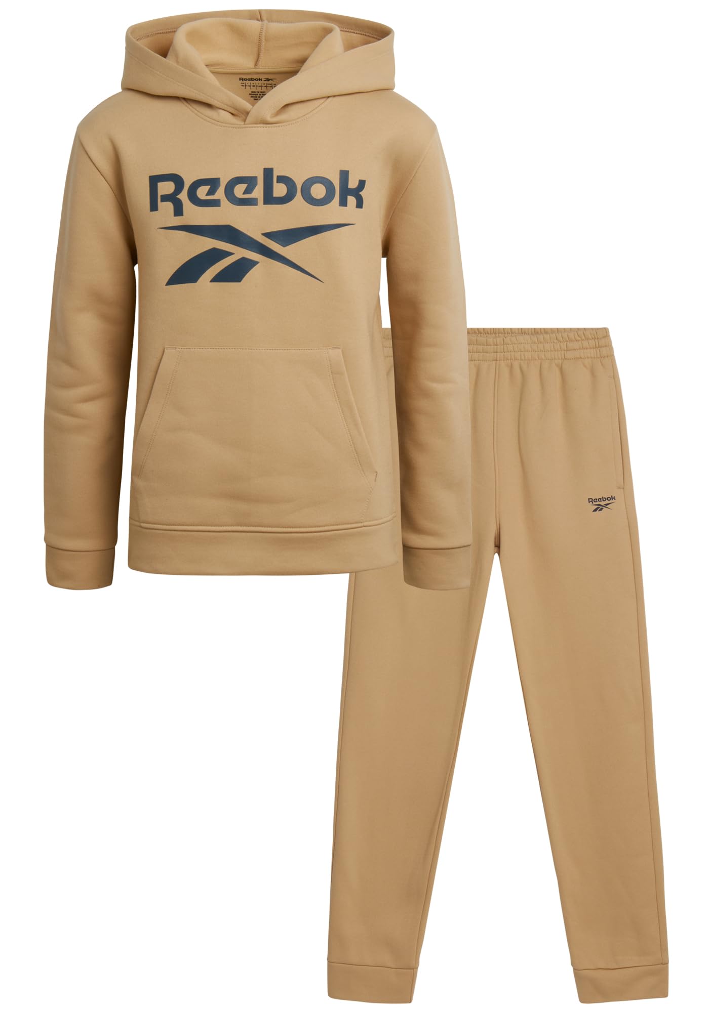 Reebok Boys Utility Beige Active Sweatsuit - 2 Piece Performance Fleece Hoodie Sweatshirt And Jogging Bottoms - Activewear Set (8-14), 10