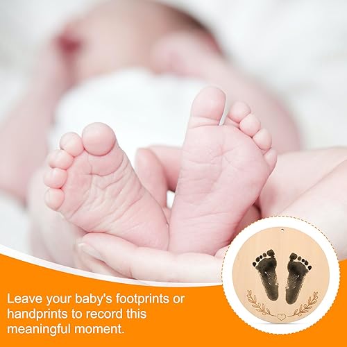 Miniatura 6 de Letrero de anuncio de madera para bebé, 5.9 pulgadas, con almohadilla de tinta y marcador, letrero para recién nacido, letrero de anuncio para