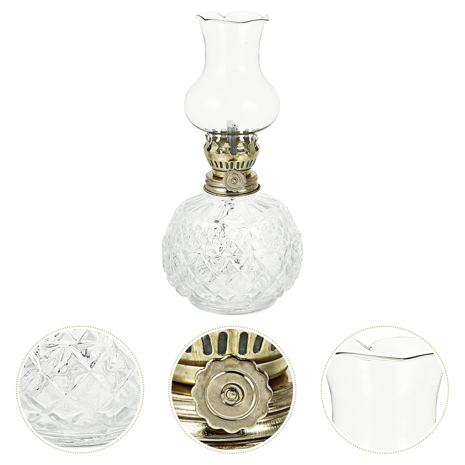 BESPORTBLEGlass Kerosene Lamp: Oil Lamps for Indoors UK, Clear Kerosene Oil Lamp, Emergency Lighting, Retro Chamber Oil Lamp for Wedding Festival Home Decoration