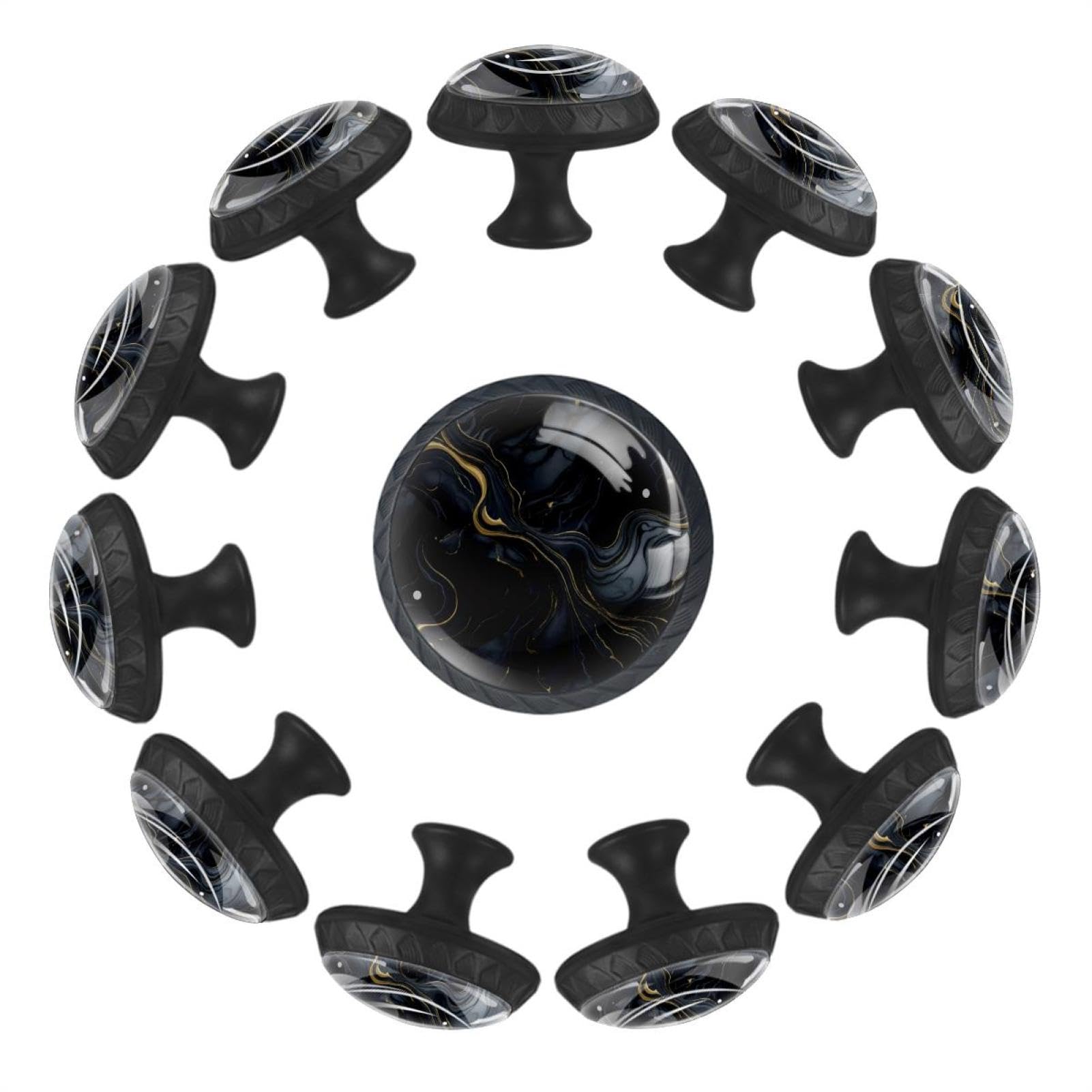Lot de 12 boutons d'armoire ronds pour meubles, texture marbre étoilé, pour tiroir, commode, armoire, cuisine, enfants, maison, 3,5 x 2,8 x 1,7 cm