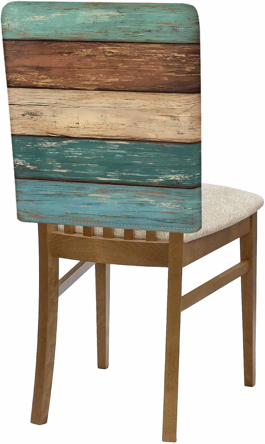 Teal Turquoise Wooden Chair Back Covers, Western Country Removable Chair Covers for Dining Chairs Set of 6, Rustic Farmhouse Washable Chairs Slipcovers Back Seat Protector for Wedding Party 19"x20"
