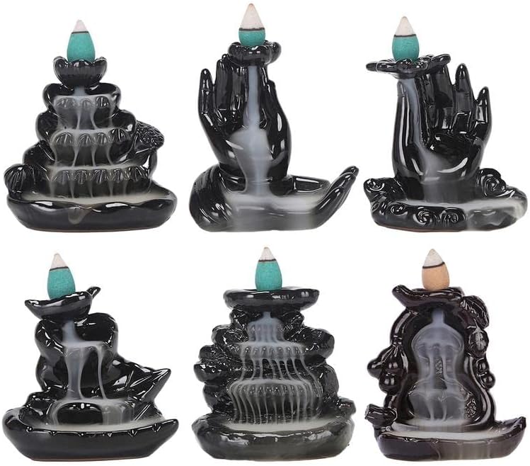 Miniatura 2 de Quemador de incienso de cerámica, adorno de quemador de incienso, hecho a mano, soporte de incienso para decoración zen, C