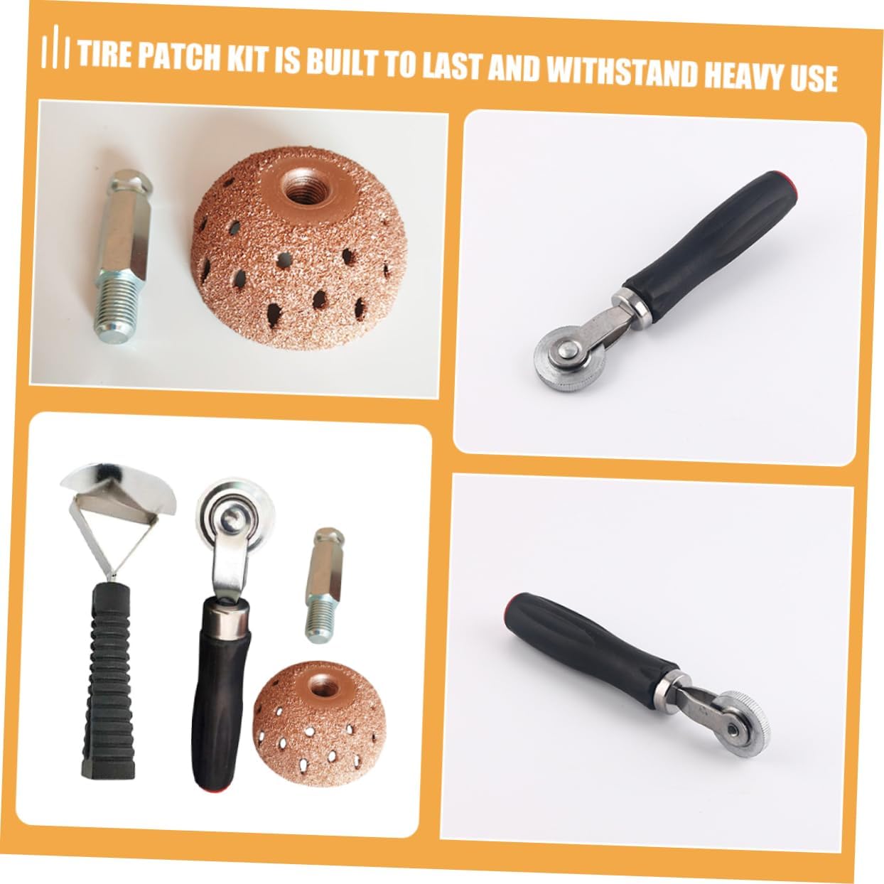 Ciieeo 1set Tire Patch Kit Heavy Duty Repair Tool Bowl Shaped Grinding and Pressure Roller for Cars Motorcycles and More and Versatile for Puncture Repairs