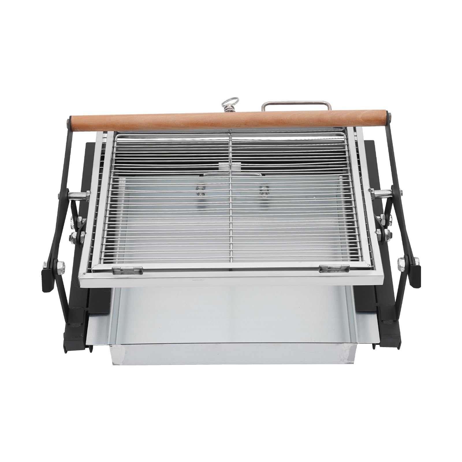 Barbecue pieghevole a carbonella, 48 cm/68 cm, con griglia girevole a 360°, per campeggio, giardino, picnic e spiaggia, pieghevole in acciaio inox con funzione di trasporto (48 cm)