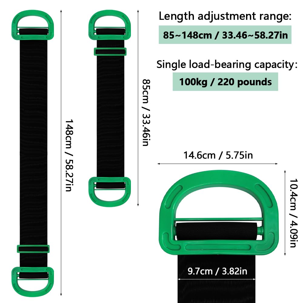 2 Tragehilfe Tragegurte Umzug Kit,160cm,Lasten 100kg,Hebegurte für Möbel | Verstellbare Transportgurt Schwerlast, Moving Straps Lifting Straps, Umzugsgurte für Boxen Möbeln Haushaltsgeräten