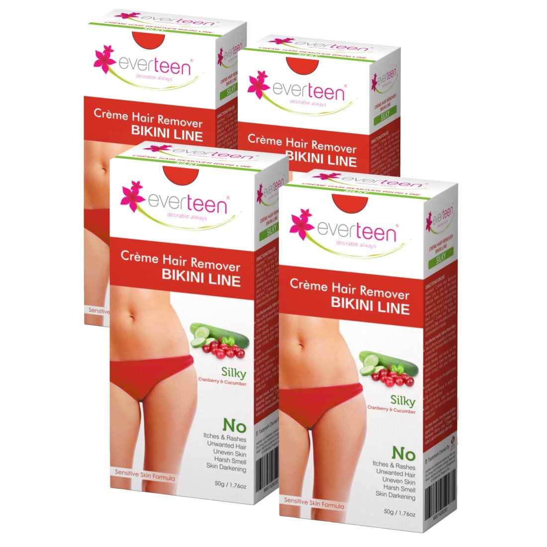 everteen SILKY Hair Removal Cream with Cranberry and Cucumber for Bikini Line & Underarms in Women and Girls | No Harsh Smell, Skin Darkening or Rashes | 4 Pack 50 g Each with Spatula and Coin Tissues (B08WQWK62H) Amazon Price History, Amazon Price Tracker
