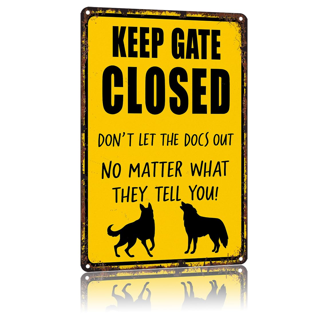Dog Safety Reminder Casual Courtyard Home Wall Decor Metal Sign 8x12 Inch