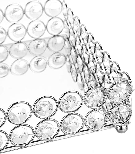 Miniatura 8 de Hipiwe Bandeja de maquillaje de cristal para cosméticos, bandeja grande con espejo para tocador, bandeja organizadora de joyas, bandeja decorativa