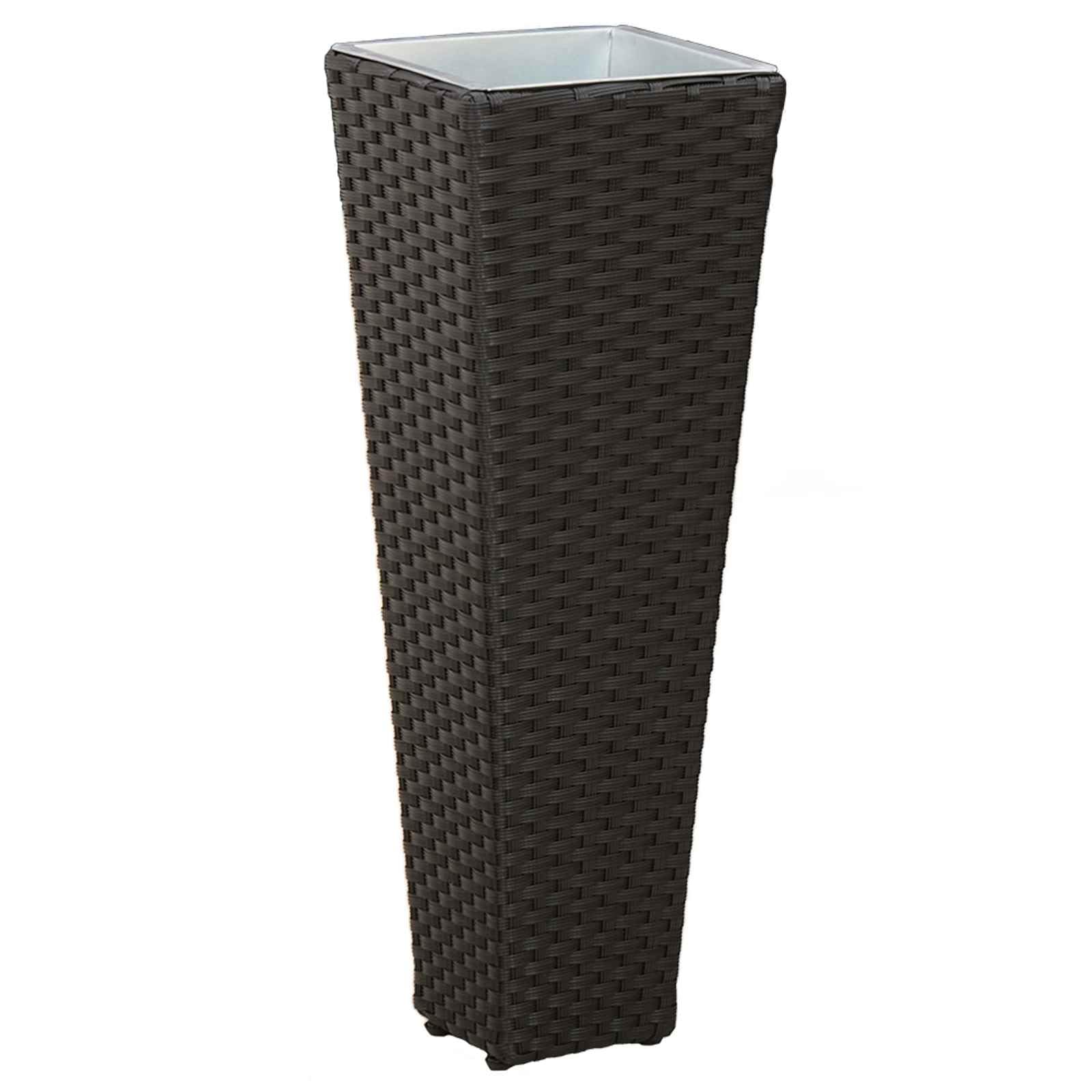3er Set Pflanzkübel aus Metall Rattan-Optik Blumenkübel Schwarz | Stilvolle Blumenständer für Terrasse und Garten mit herausnehmbaren Innentöpfen für mühelose Pflanzenpflege.