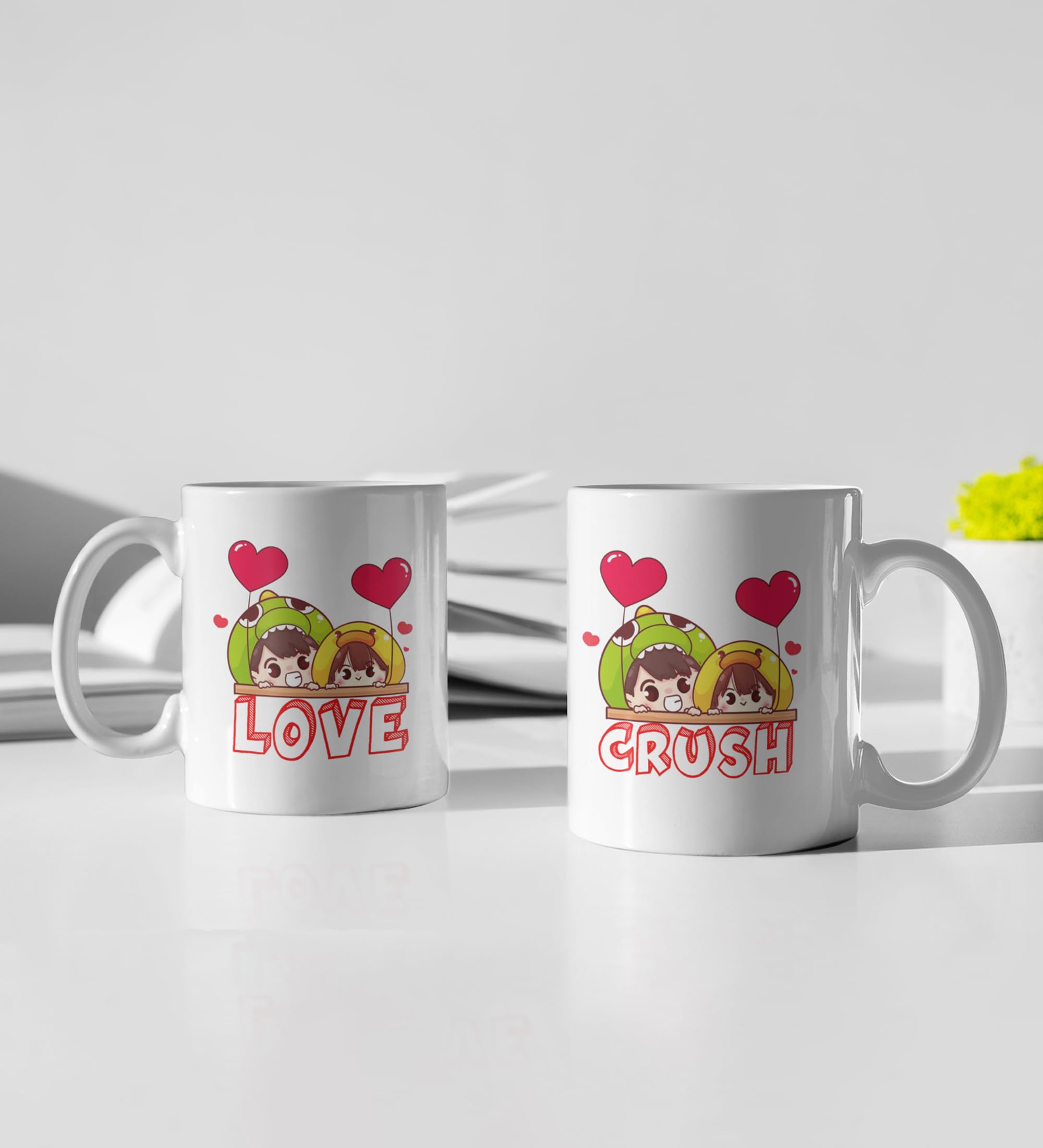 Yellow Orrange My C Yellow is My Love Cutest Printed 250ml Ceramic Coffee Mugs for Couples 2