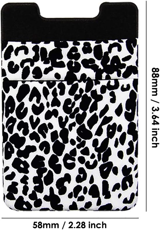 lenoup Stretchy Leopard Print Stick on Cell Phone Wallet,Cheetah Cell Phone Card Holder for Credit Card, Business Card ID and Keys, Phone Pocket for Almost All Phones