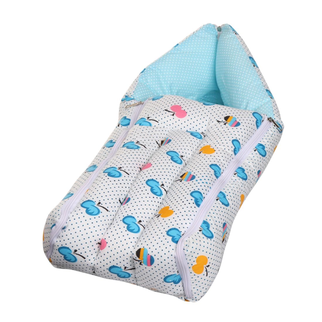 Blue Baby Quilt & Sleeping Bag Cum Carry Bag – Soft, Cozy, Portable Baby Bedding for Newborns, Infants – 64x41 cm, Stroller, and Sleeping Time-image-33