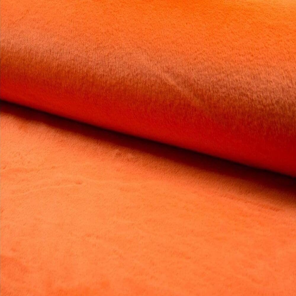 Fabrics-City orange fausse fourrure lapin premium, tissu synthétique molle, imitation de pour déguisements, accessoires, couture, vente au mètre à partir 2m, 5196