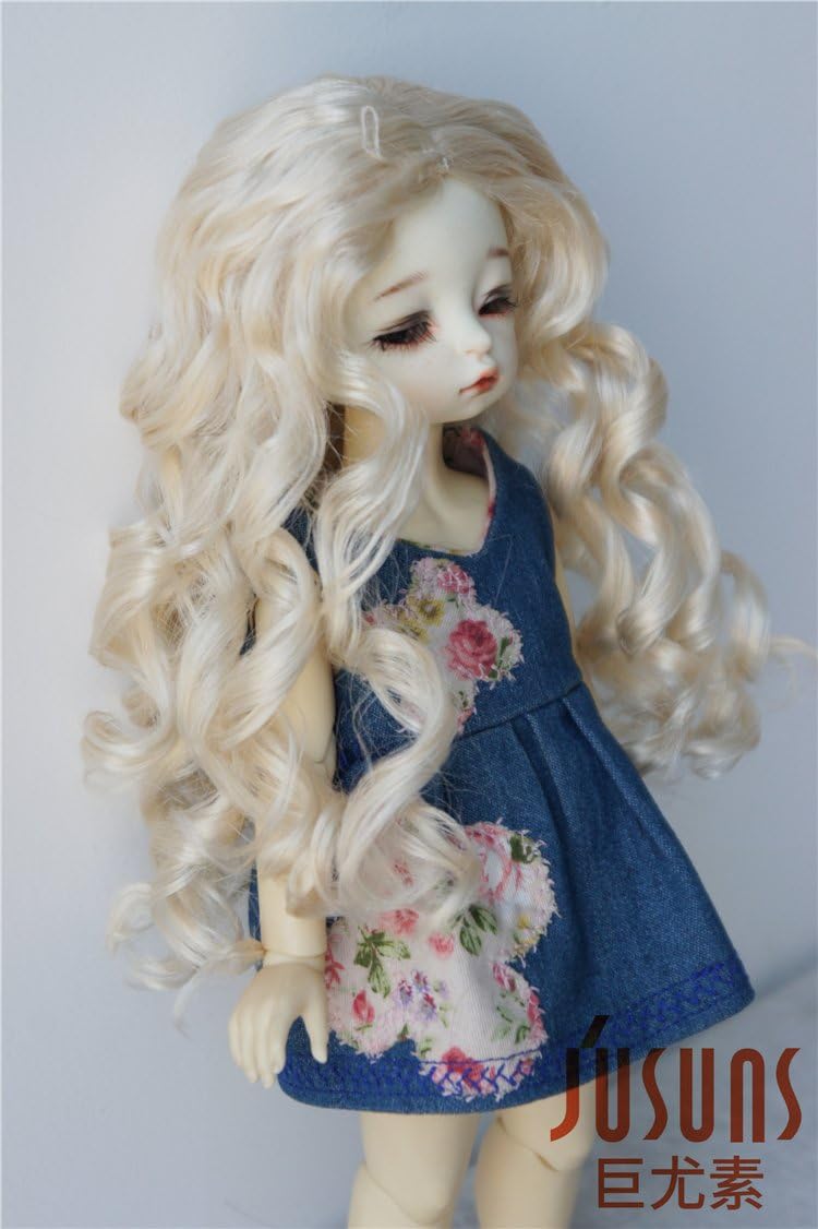 JD285 Long Blond Princess Wave Synthetic Mohair Doll Wigs YOSD MSD SD BJD Doll Accessories (6-7inch)