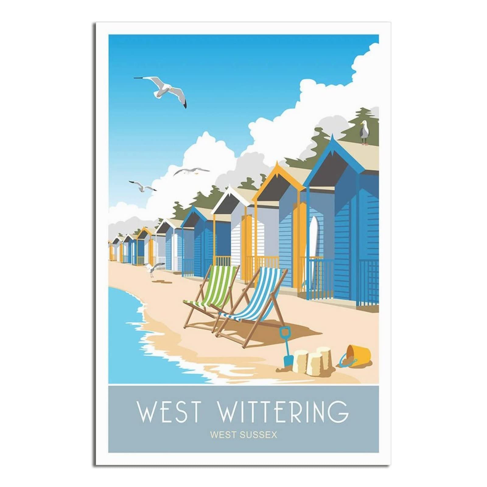 UEJD Vintage West Wittering Beach Huts Sussex Travel Poster Decorative Posters Modern Bedroom Canvas Art Poster Picture Painting Posters Wall Decor Art Gift