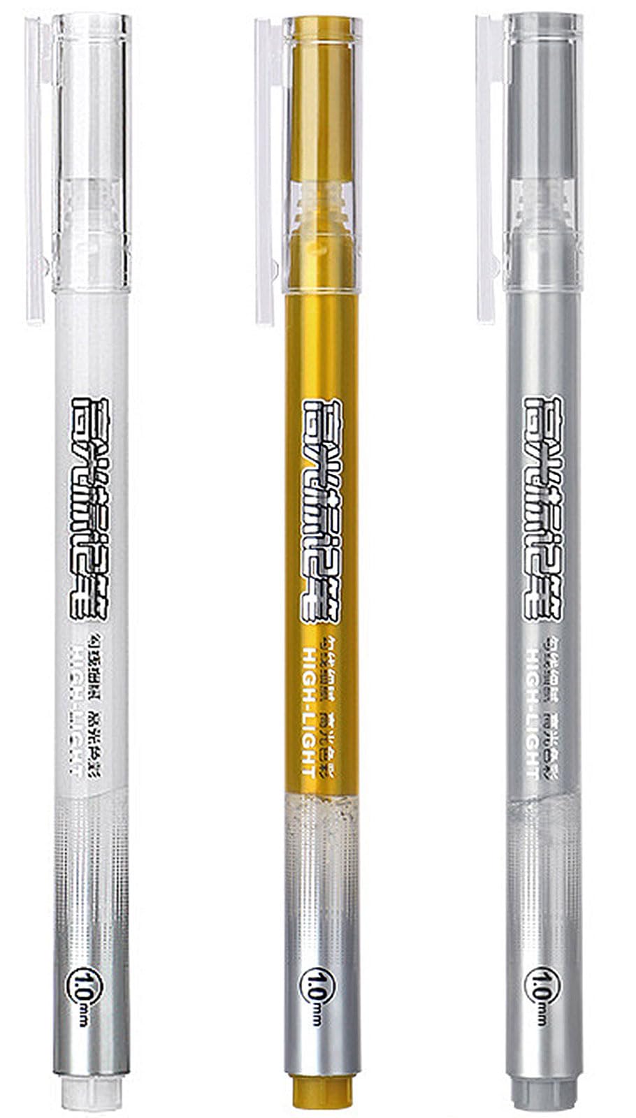 White Gold Silver Gel Pens Colors Marker Rollerball Highlighter for  Drawing Writing - Main Image