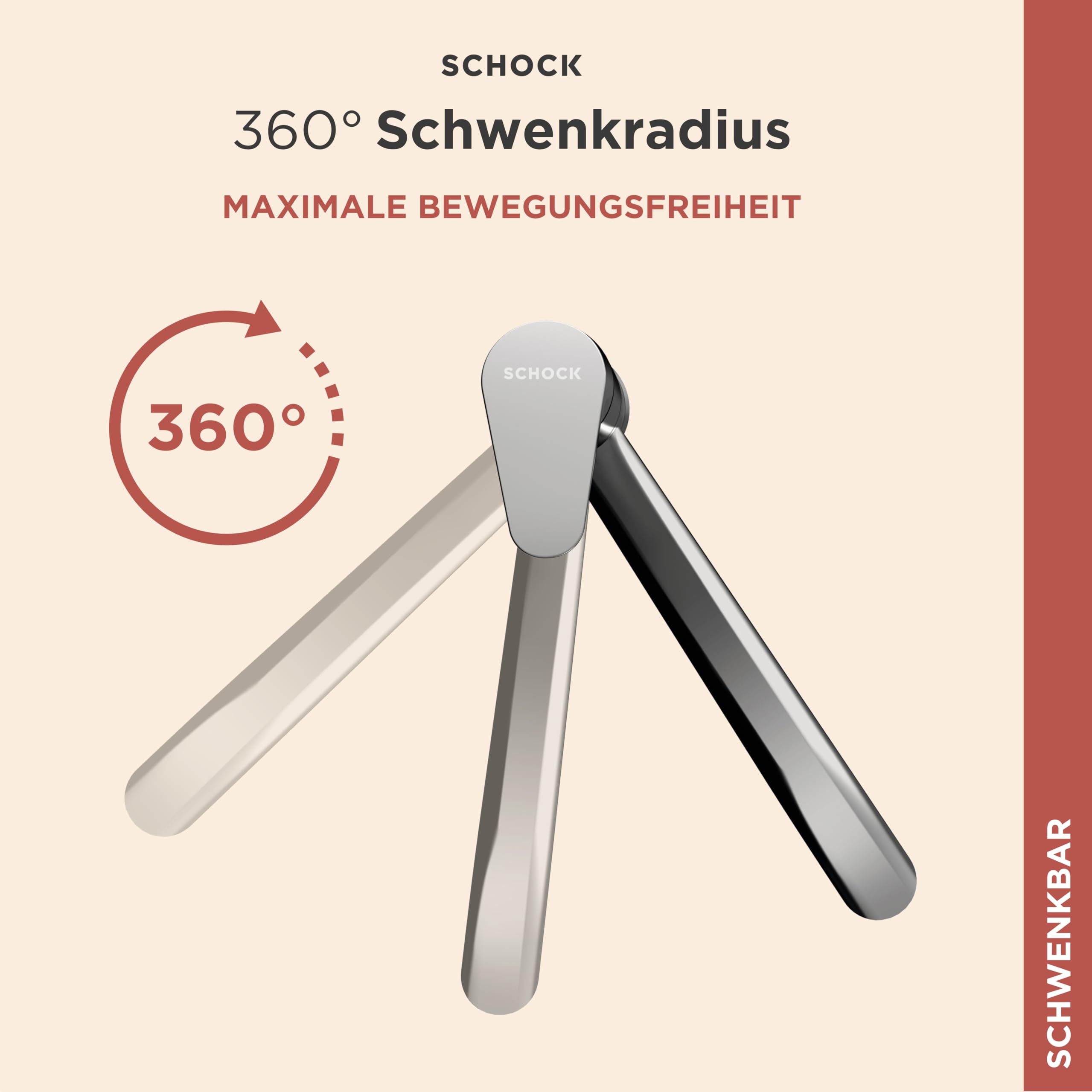 SCHOCK® Küchenarmatur Evinas Edelstahl I Hochdruck Einhebelmischer 360° drehbar I Armatur mit platzsparendem Festauslauf I Flüsterperlator für leisen Wasserstrahl