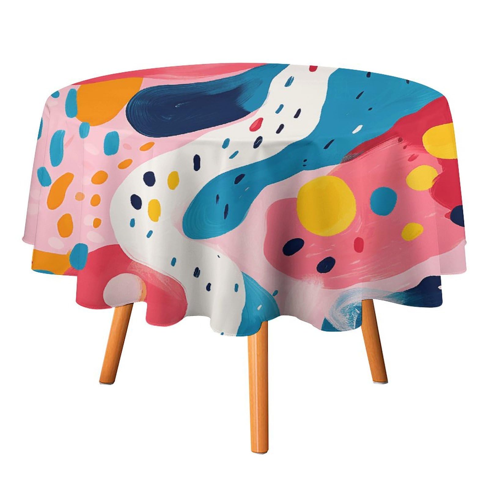 Nappe ronde 178 cm de formes naturelles imperméable et lavable pour salle à manger