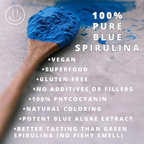 Miniatura 5 de Polvo de espirulina azul  Paquete a granel de 1 libra 100 ficocianina superalimento puro de algas azules  para colorantes de alimentos naturales