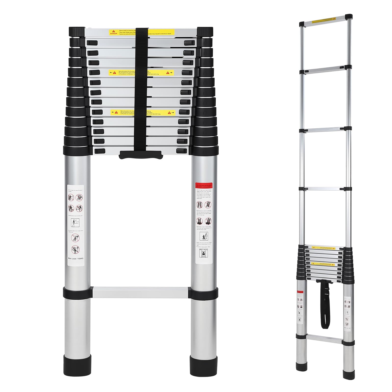 Amazon.co.jp: 伸縮はしご アルミ製 5m 耐荷重150kg 自動ロック