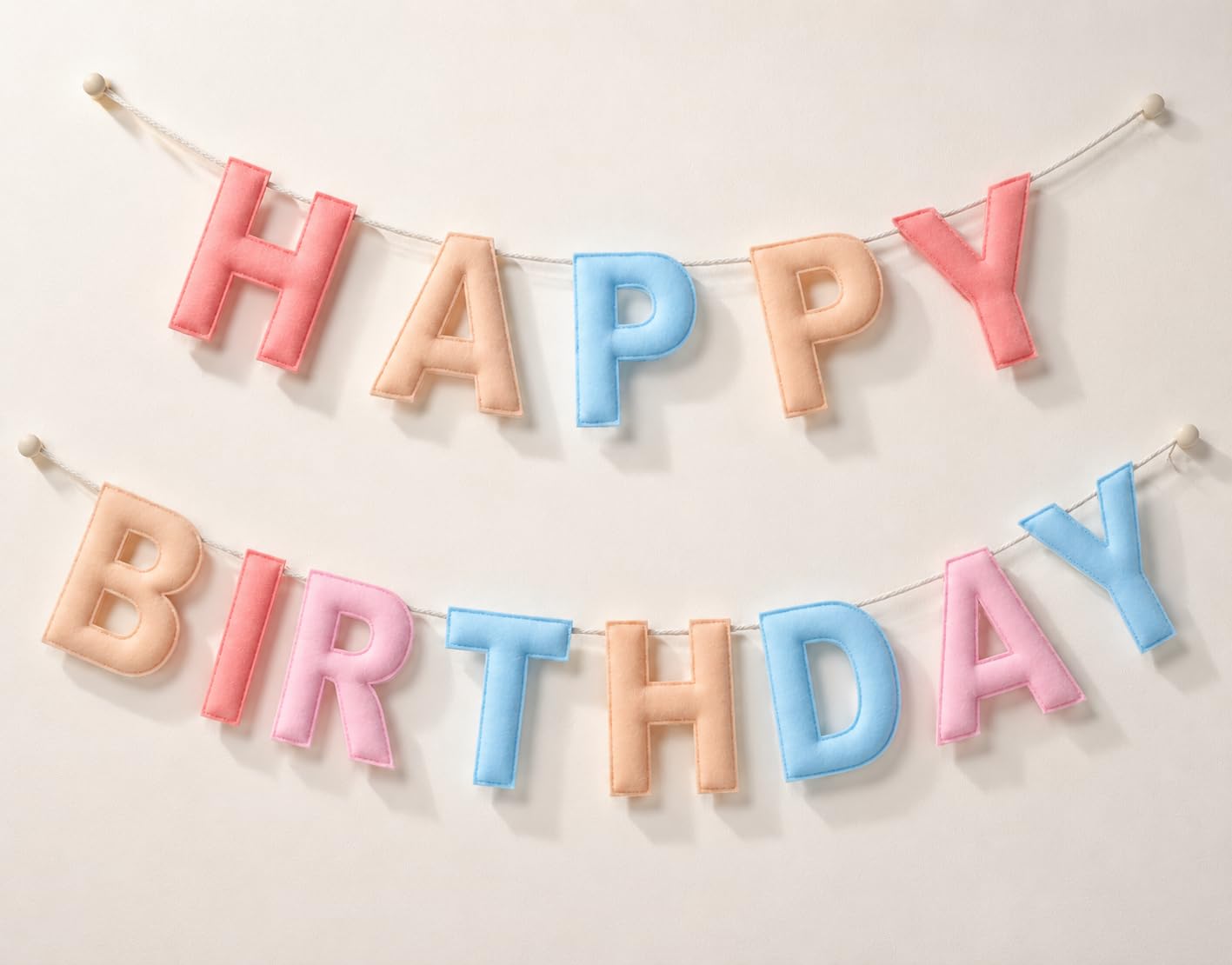 View 1 of *** NO MISSING LETTERS BUT THERE IS NO STRING TO HANG THEM WITH INCLUDED ***
Mindsoft Felt Happy Birthday Banner Reusable,Macaron Color,Normal