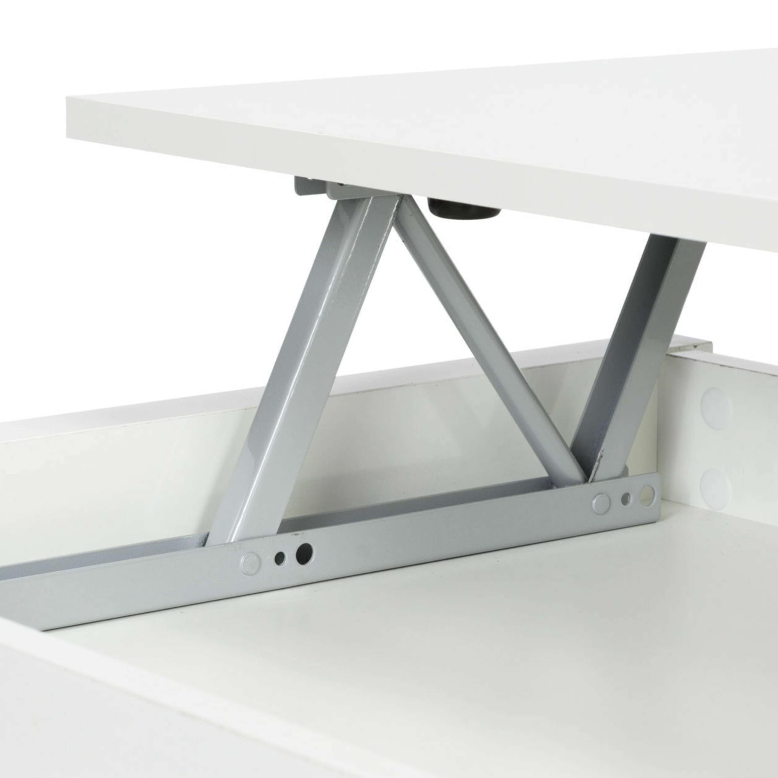 Habitdesign – Mesa de Centro Elevable, Mesa Auxiliar para Salón Comedor, Color Blanco Brillo, 102x43-54x50 cm - Modelo Zenit