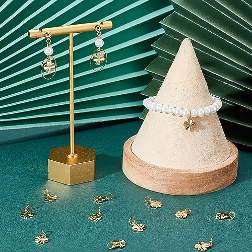 Beebeecraft 1 Box 40Pcs Four Leaf Clover Charm 18K Gold Plated Small 9x11mm Good Luck Gold Shamrock Charms with Jumping Ring for St. Parik's Day Jewellery Making DIY Crafts - Image 4