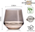 Ensemble de verres à vin sans ardoise 6 , Verres à vin colorés Sans ardillon Multi Couleur Court Tumbler ,14oz , Articles de verre colorés pour le vin ou les boissons douces, Cadeaux de vin unique pour les femmes Anniversaire Mariage