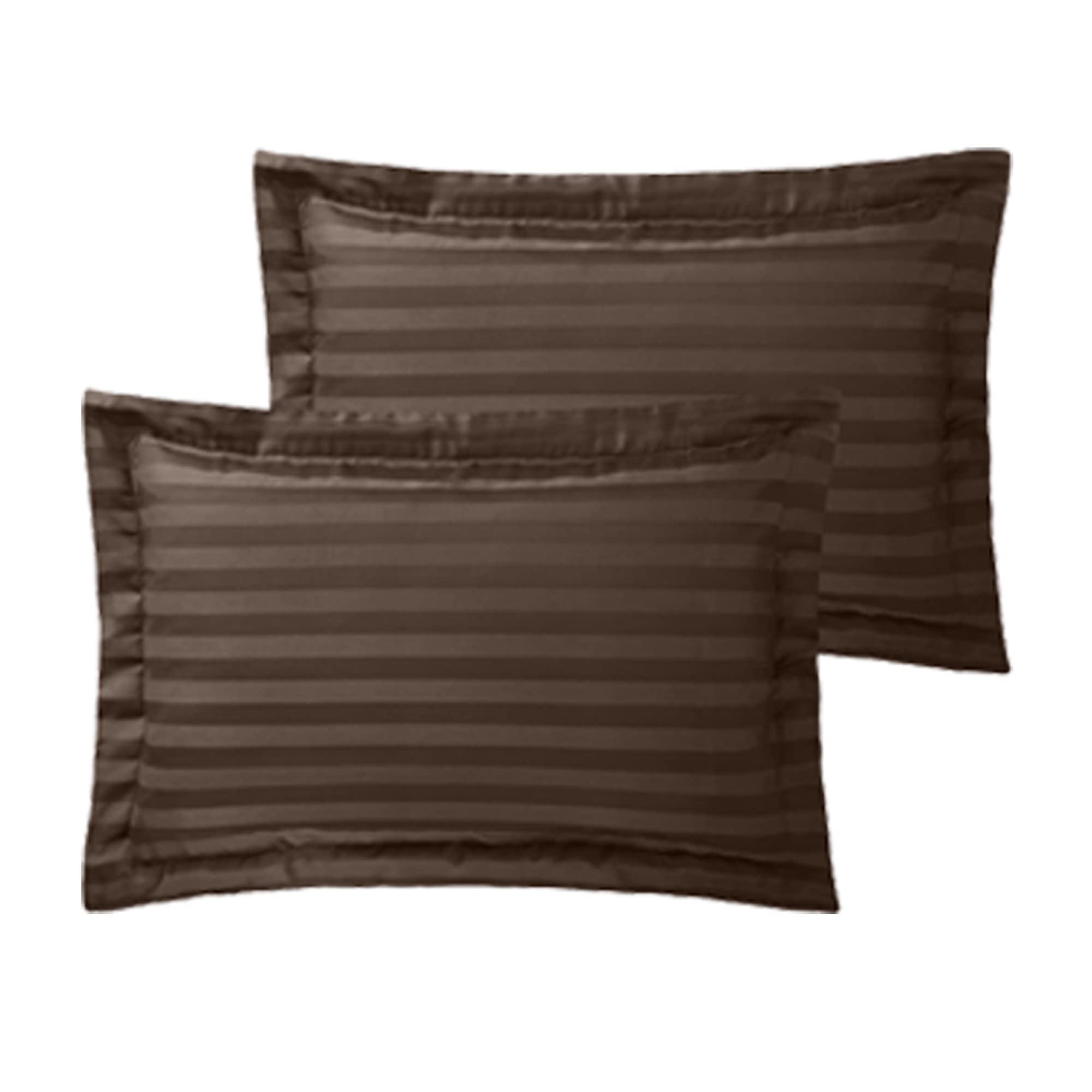 ED Luxury 250 Thread Count 100% Cotton Sateen Stripe Duvet Bed Cover with Housewife Pillowcases | 250 TC Hotel Striped Bedding (Oxford Pillowcase Pair, Brown)