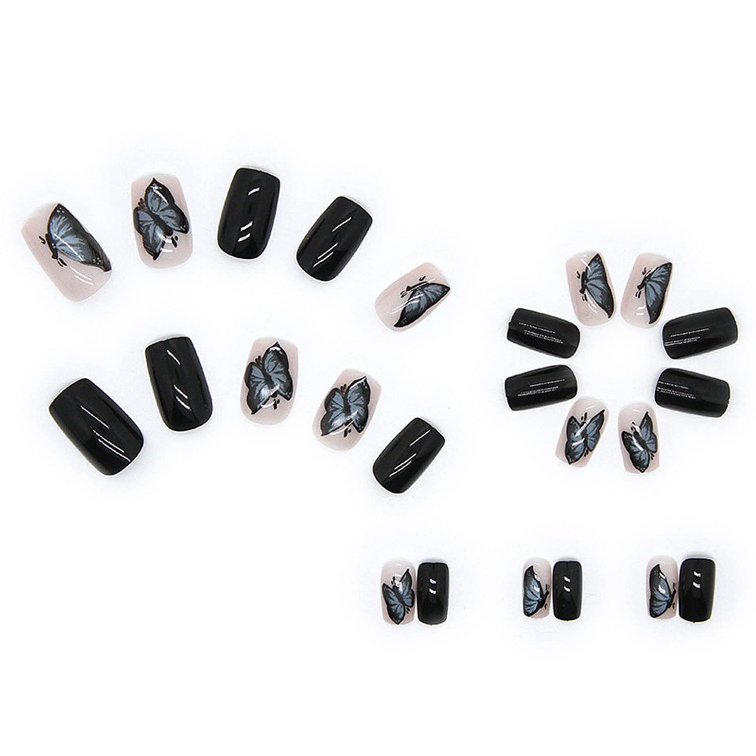 Amazon.com: 24Pcs Press on Nails Short Square Blue Butterfly Fake Nails  Full Cover Stick on Nails Blue Butterfly Black Base Designs Reusable Nails  for Women Girls (Butterfly-02) : Beauty & Personal Care