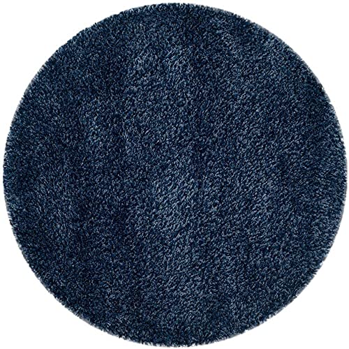 Image of Handwoven Microfibre 3D Rug for Living Room (Navy Blue, 9 X 9 Feet (Round), Microfibre)